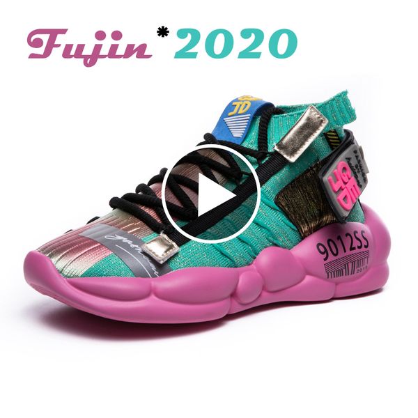 

фуцзинь женщины вулканизированная обувь лето лента кроссовки 2020 весна осень вязание дышащая обувь коренастый платформа кроссовки женщины y, Black