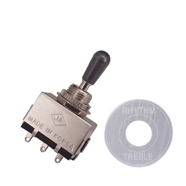 

1 set 3 way electric guitar pickup selector switch black tip with silver washer
