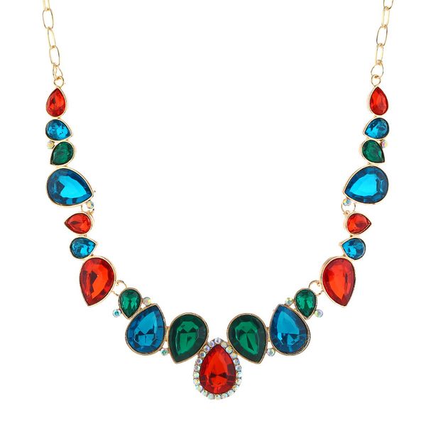 

design bohemian style new fashion women crystal collar statement necklace women girls ladies jewelry gift 20h, Silver