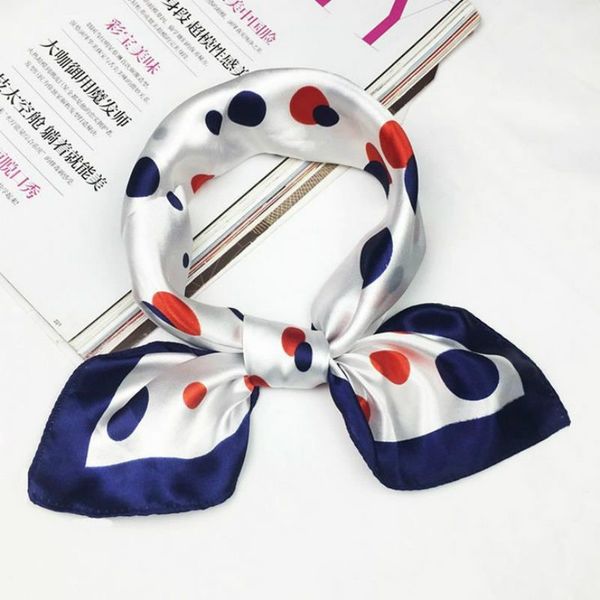 

new square scarf hair tie band for business party women elegant small vintage skinny retro head neck silk satin scarf, Blue;gray
