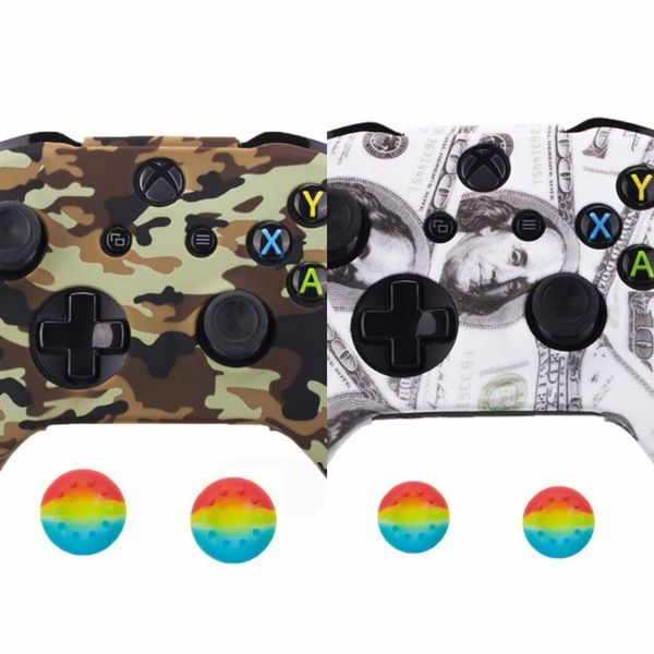 

djcoc silicone protective s case water xbox one x skin controller protector for transfer printing camouflage cover grips caps