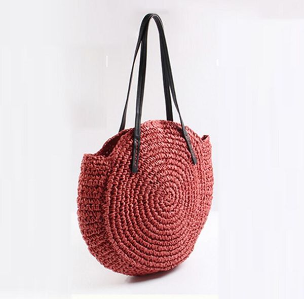 

designer-new hand-woven bags ins round shoulder straw bag beach bag large capacity beach handbag holiday special hand-woven bags/6