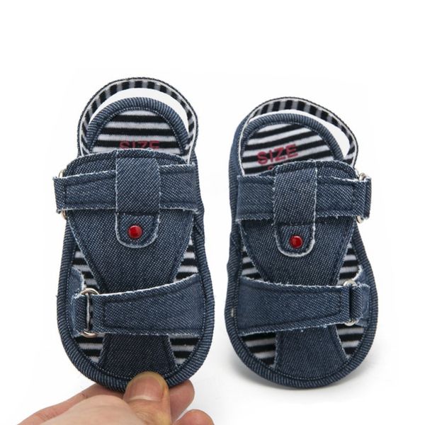 

baby sandals newborn toddler boy girl summer denim sandals soft sole outdoor shoes for kids, Black;red