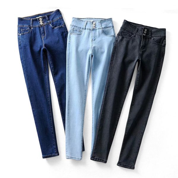 

autumn jeans women skinny carry buttock design high waist denim women spring denim pants high elastic pencil stretch jeans femme, Blue