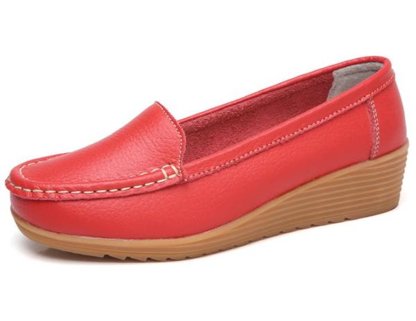 

women shoes leather breathable soft bottom flats women's casual shoes 1385, Black