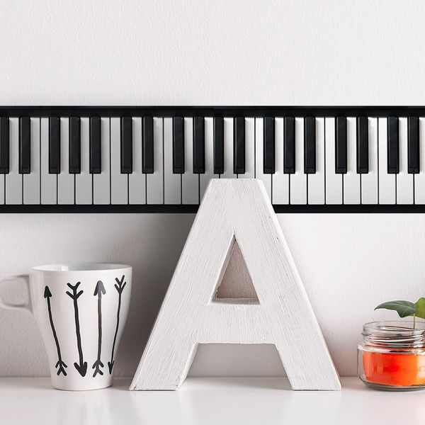 

self-adhesive baseboard waist line decor piano key printing wall sticker