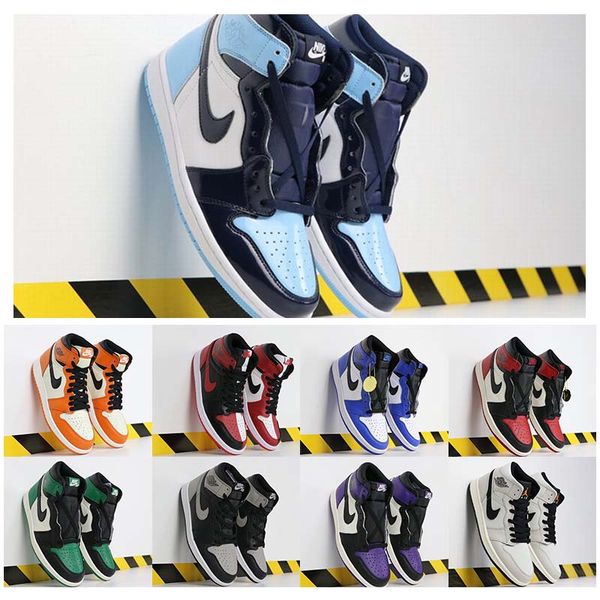 

basketball in jordan retro jumpman 1 shoes mens chicago red 1s sneakers bred toes black blue sports trainers men sneakers 36-46