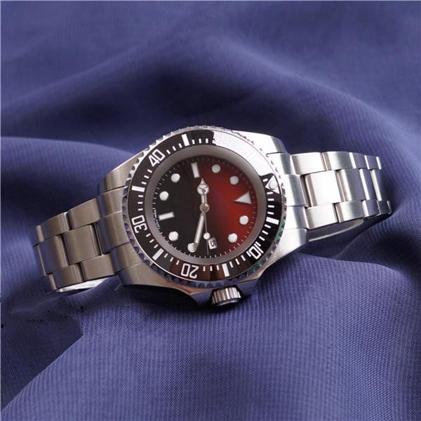 

good watch deep ceramic bezel sea-dweller 126660 44 mm stanless steel glide lock clasp automatic mechanical mens watches chrono reloj, Slivery;brown