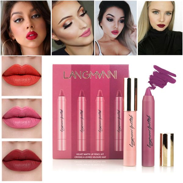

4pcs/set matte lipstick velvet liquid lip stick waterproof long lasting batom lip kit mate tint makeup lipstick cosmetic