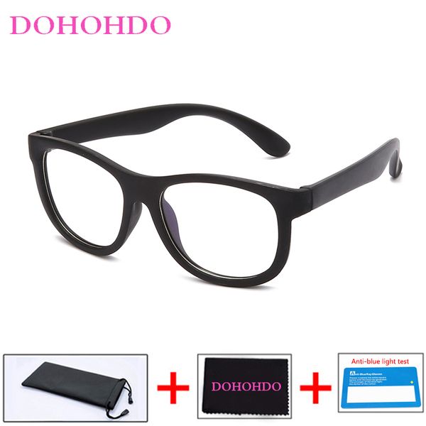 

dohohdo blue light blocking glass flexible tr90 safe eyeglasses girls boys plain mirror anti-blue light silicone goggles uv400, White;black