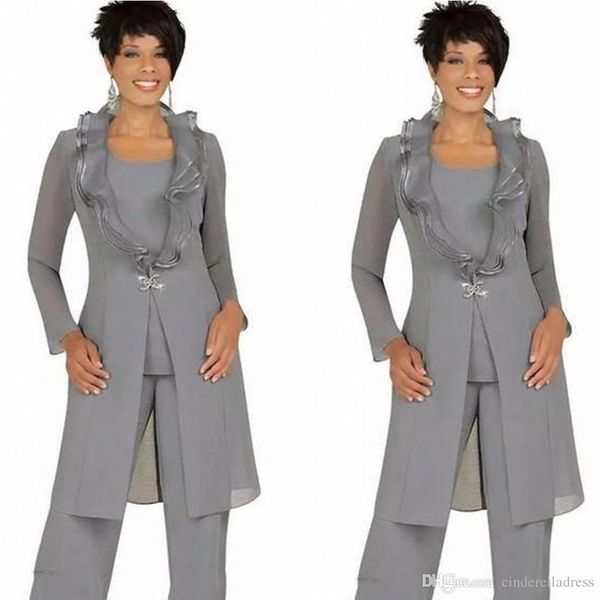 

дешевая серебряный шифон мать невесты костюмов панта с длинным jacket сшитых свадебных платьев для гостей вечерних нарядов bc2998, Black;red