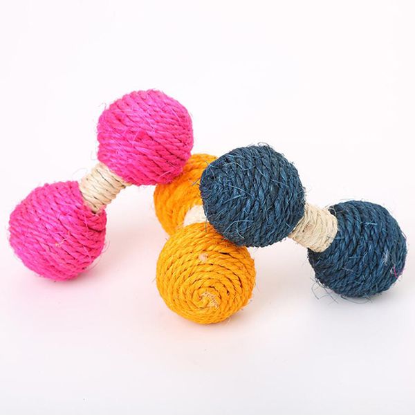 

1pc cat toy cat sisal dumbbell rope ball bite sisal feather toy funny pet supplies