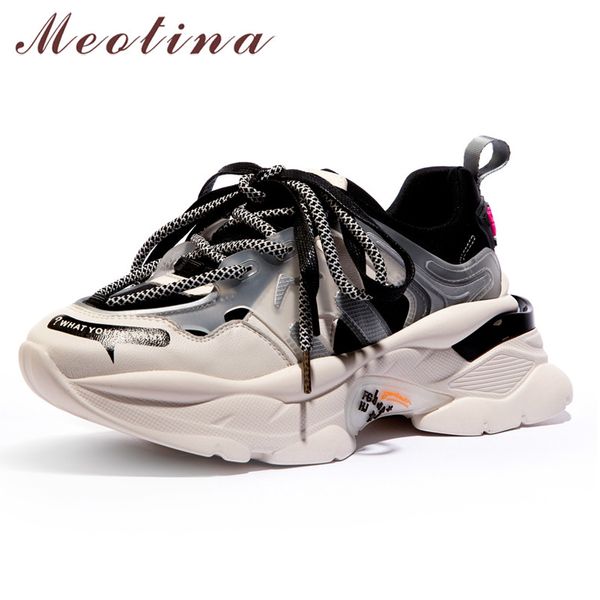 

meotina women shoes autumn flats sneakers natural genuine leather flat platform shoes mixed colors round toe lady size 42, Black