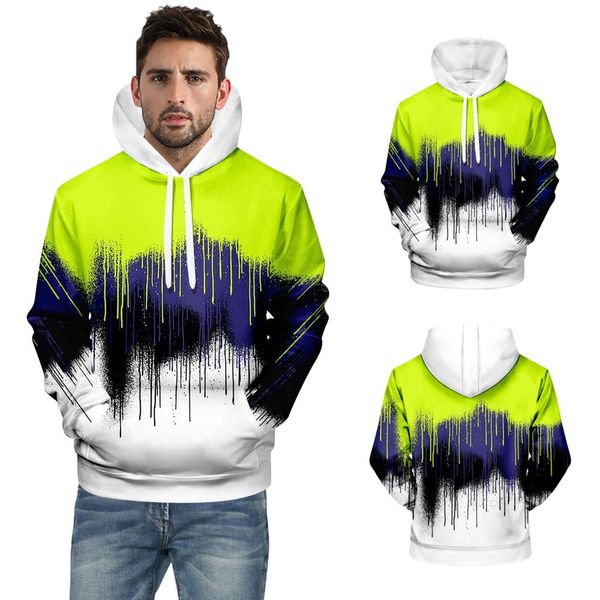 

men's new fashion casual 3d printed hooded long-sleeved sweater coat, White;black