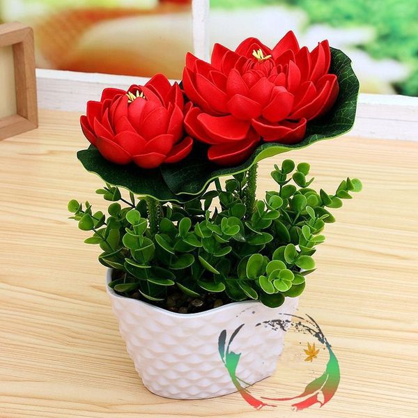 

flower bonsai ornaments fake flower simulation pu lotus for buddha supplies buds small potted decorative