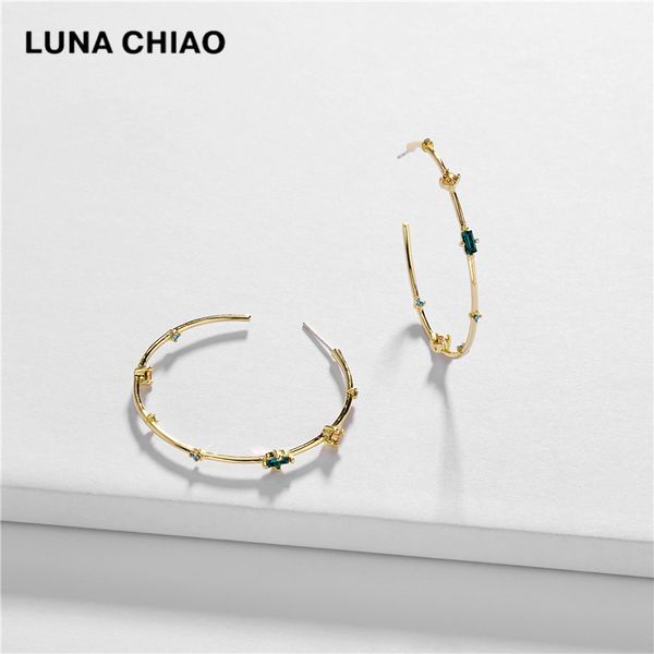 

chiao dainty cooper hoop earring crystal glass stones light weight earrings for women, Golden;silver