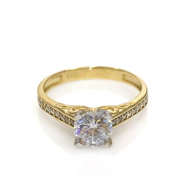 

diamond model cubic zirconia solitaire 8 gold ring, Golden;silver