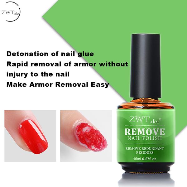 

zwtale 15ml fast gel remover for all manicure semi permanent nail gel polish remover cleaner varnish remove tool glue, Red;pink