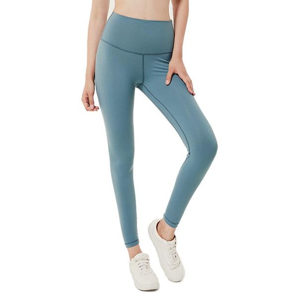 

lu-36 solid color women yoga pants high waist sports gym wear leggings elastic fitness lady overall full tights workout, White;red