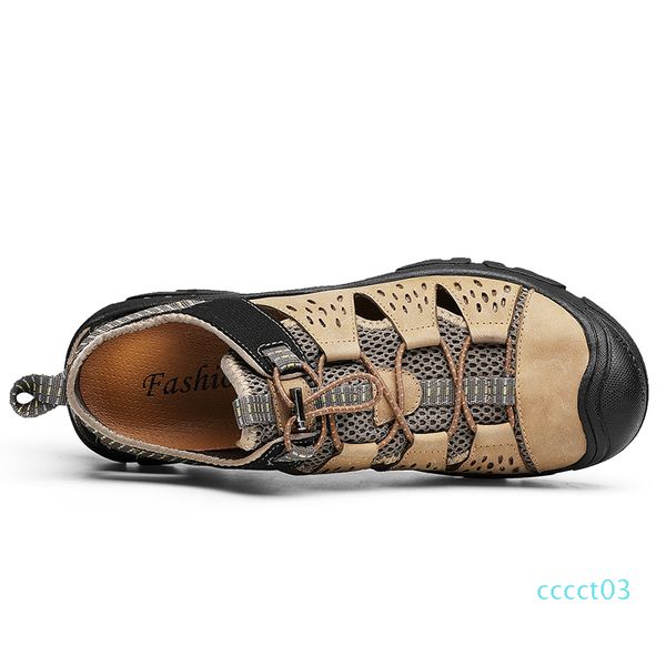 

hole shoes men shoes male cow genuine leather sandals summer sandalias hombre slippers clogs sandles new 2019 mens ct03, Black