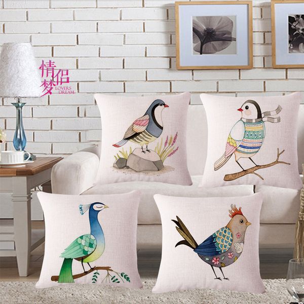 

animal painting of flowers and birds in traditional chinese style cotton flax pillow back cushion loose coat