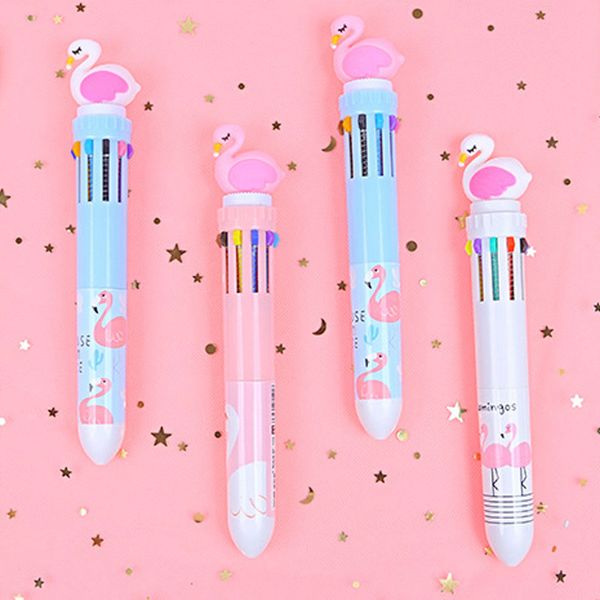 

1pcs kawaii flamingo 10 colors chunky ballpoint pen school office supply gift stationery papelaria escolar, Blue;orange