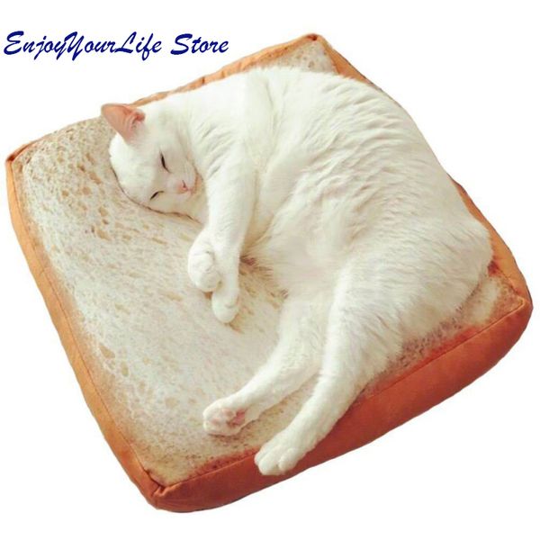 2019 Cat Emulation Toast Bread Slices Mats Plush Pillow Pet Cats