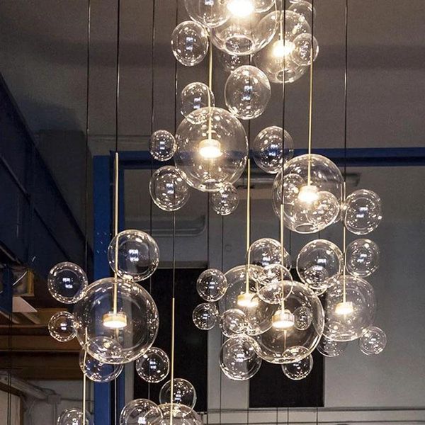 

modern glass ball led pendant light nordic ceiling hanging lamp bar living room clear glass led lighting fixture