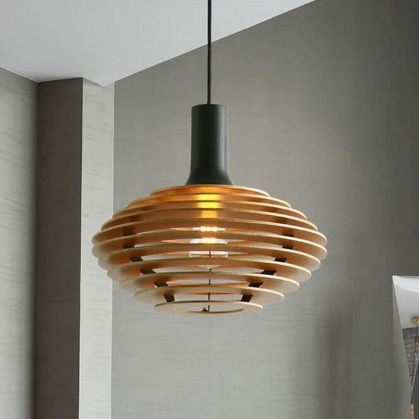 Modern Solid Wood Pendant Lamp Dining Room Hanging Fixture Lighting Lustre Pendant Light Cafe Industrial Decor Led Luminaires Light Pendant Lighting