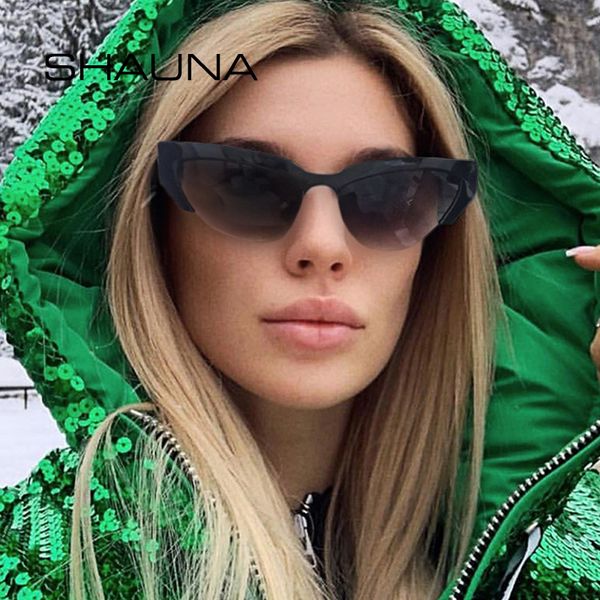 

shauna ins popular small cat eye sunglasses women half frame shades, White;black