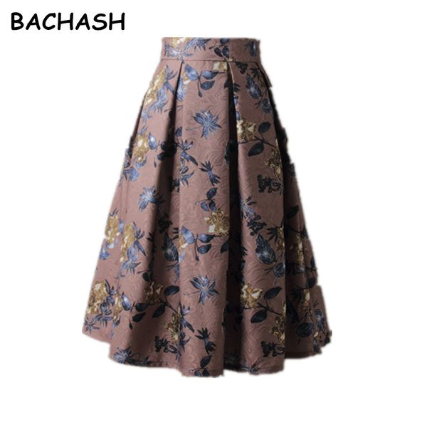 

bachash autumn winter women vintage blue skirts fashion spring casual pleated mid-clf ball gown skater women's skirts s-xl, Black;gray