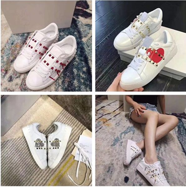 

nwt designer pyramid shape rivet studs white graffiti sneakers for men and women cansual luxury shoes flats sneaker big size many style top, Black