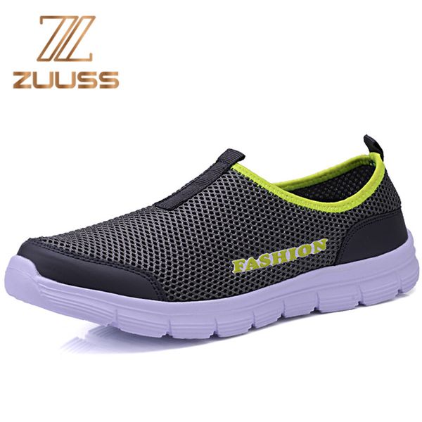 

zuuss outdoor sneakers men's summer shoes new plus size 37-46 comfortable casual mesh breathable loafers flats walking footwear, Black