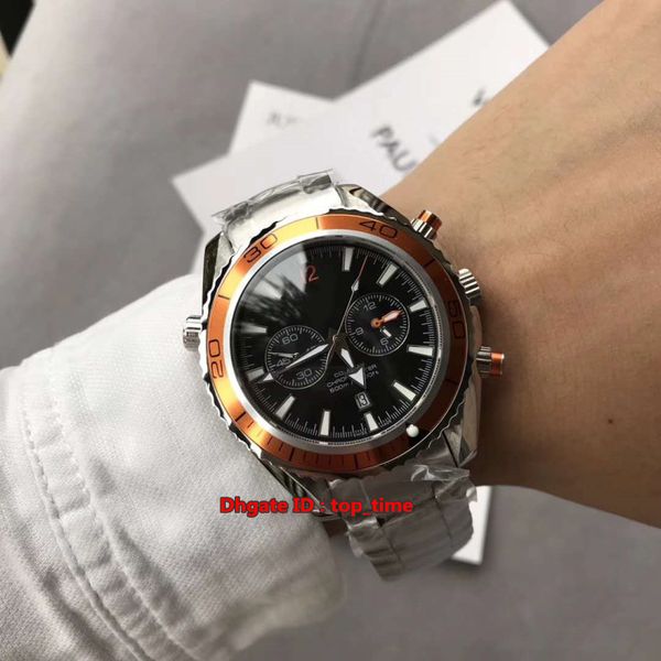 

8 style planet ocean 600m master chronograph quartz 44mm mens watch 232.30.46.51.01.002 black dial stainless steel bracelet gents watches, Slivery;brown
