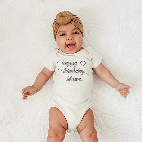 

Happy Birthday Mama Baby Boys Girls Unisex Bodysuits 100% Cotton Happy Bithday Mama Cute Baby Party Present Wear Fashion