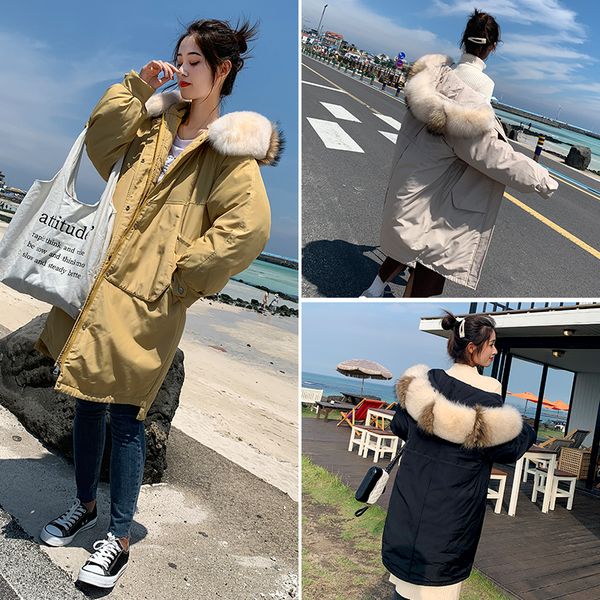 

2019 new arrival slim women winter jacket cotton warm thicken ladies coat long coats parka womens jackets, Black