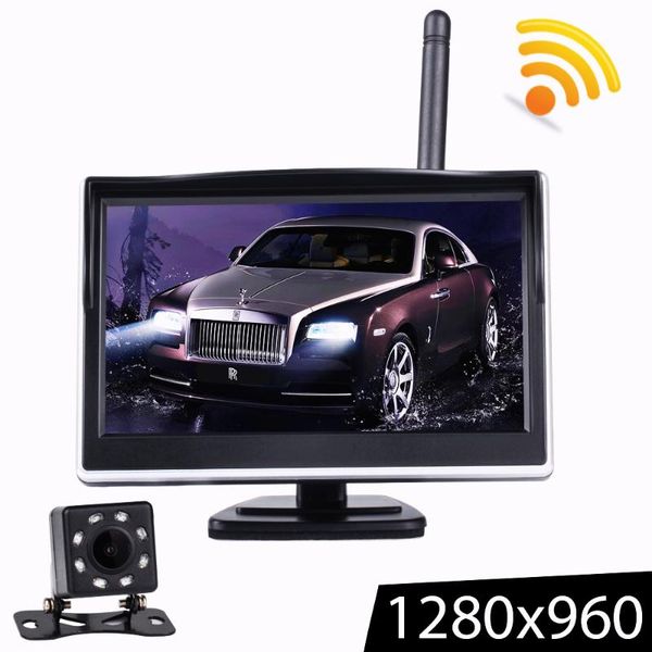 

5-дюймовый tft lcd экран hd беспроводной монитор автомобиля парковки заднего вида монитор цвет автомобиля заднего вида камера с 2-way видеов