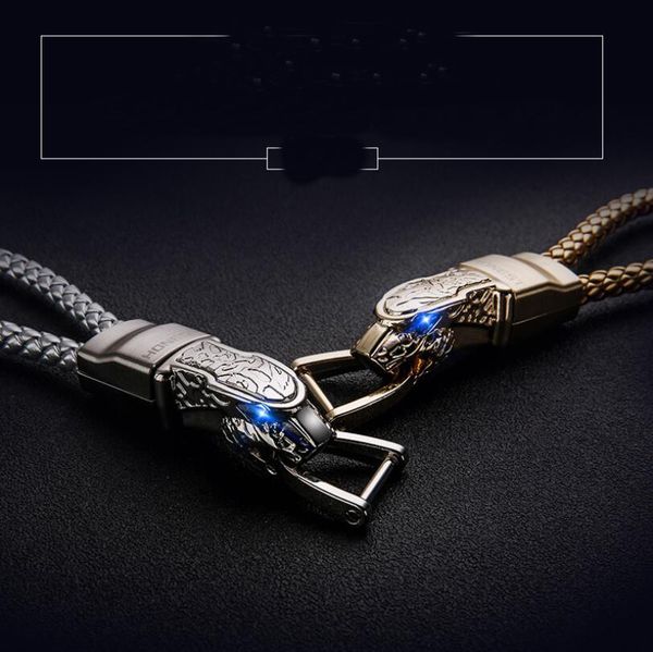 

car keychain leopard braided leather zinc alloy key chain male key rings keyring black silver auto styling accessories with retail box