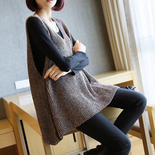 

women's sweaters v-neck loose knit vest large wear pullover slouchy sweater women, White;black