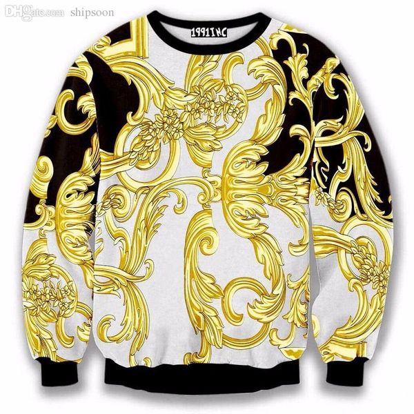 

оптово-новые моды роскошь золота цветок толстовки 2016 осень и зима мужчин классический фуфайки 3d толстовки повседневный пуловер спортивная, Black