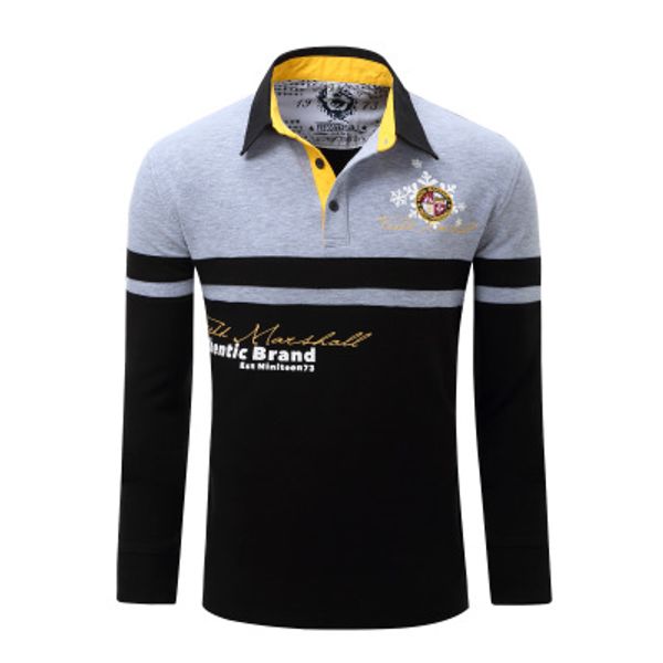 

mens designer t-shirt large size mens long-sleeved polo shirt mens shirt stitching contrast color lapel shirt warm 2019 new size m-2xi, White;black