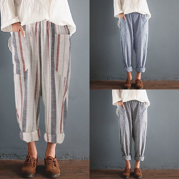 

women casual pencil pants harem pants loose plus size long, Black;white