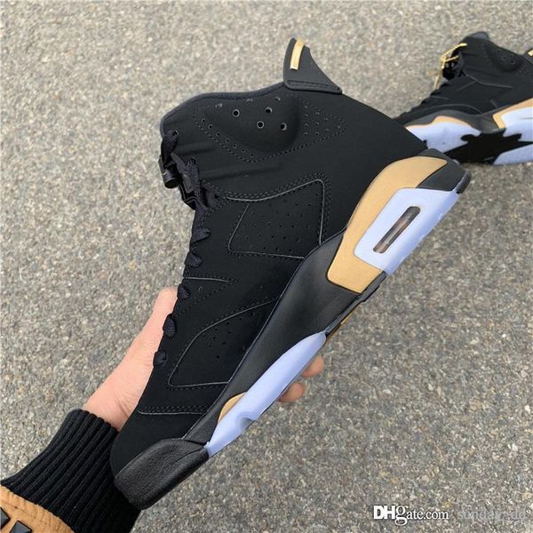 

2020 air authentic 6 dmp defining moment black man basketball shoes black nubuck upper metallic gold retro sports sneakers ct4954-007
