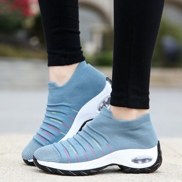 

sock sneakers women shoes platform sneakers air cushion running shoes mom black breathable mesh sports walking