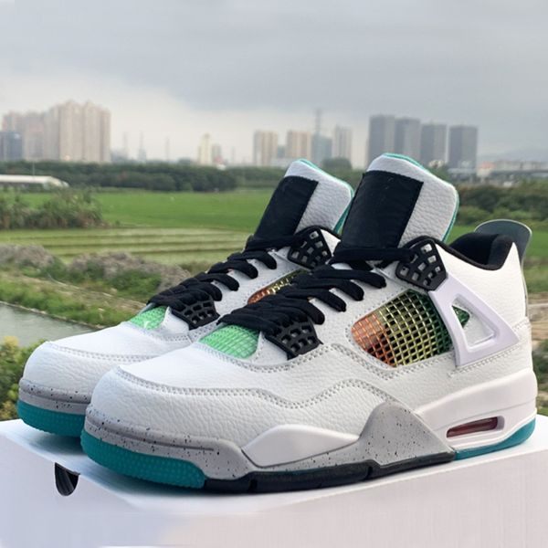 

2020 мужчины баскетбол обувь airs 4 4s ямайка белый серый всплеск воды чернила бред белый цементные iv что кактус джек спортивная обувь