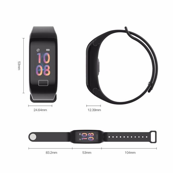 F1S Bracciale intelligente Schermo a colori Monitor per ossigeno nel sangue Smart Watch Cardiofrequenzimetro Smartwatch Fitness Tracker Orologio per Android iPhone iOS