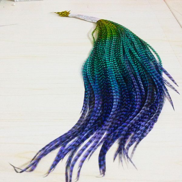 20 35cm Fashion Colorful Feather Hair Extensions Real Grizzly Thin