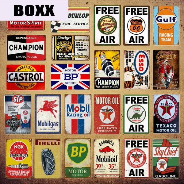 

vintage texaco champion motor oil tin signs gulf motorcycle car tyres poster garage shop gasoline home metal wall decor yi-004
