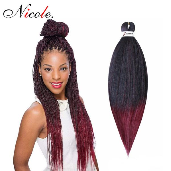 

2.nicole 26inch easy jumbo braids hair ombre braiding hair fashion synthetic crochet hair extension low temperature fiber for women, Black