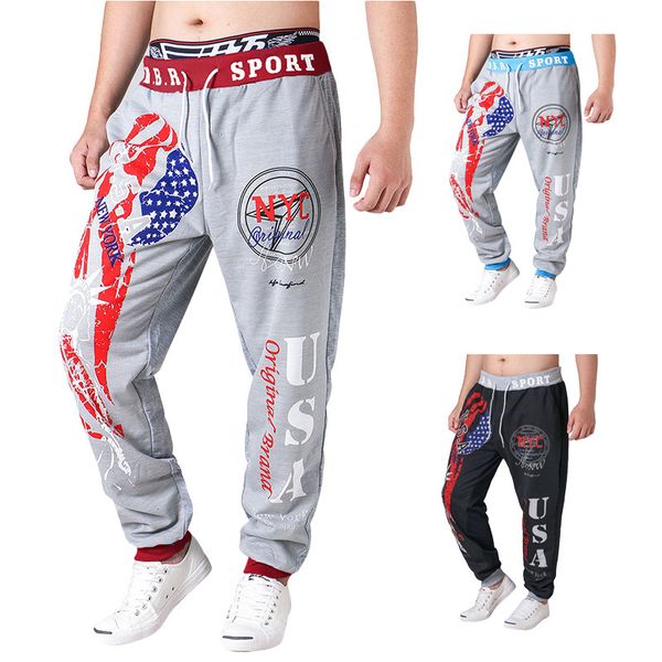 

american flag goddess of liberty printed usa sports european code pants, Black;gray